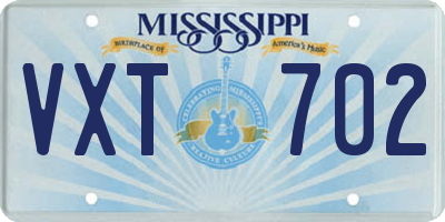 MS license plate VXT702