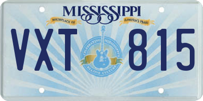 MS license plate VXT815
