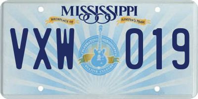 MS license plate VXW019