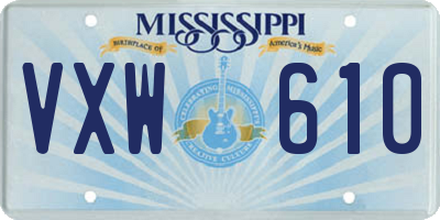 MS license plate VXW610