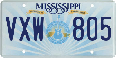 MS license plate VXW805