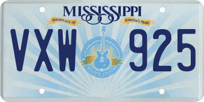 MS license plate VXW925