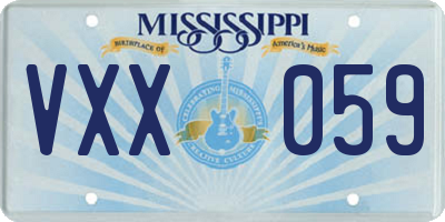 MS license plate VXX059