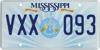 MS license plate VXX093
