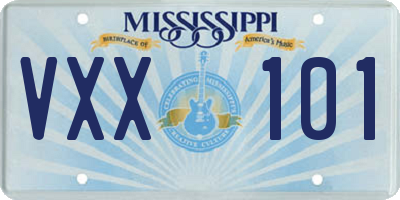 MS license plate VXX101