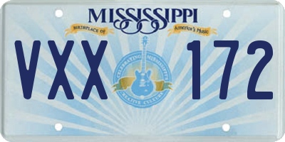 MS license plate VXX172