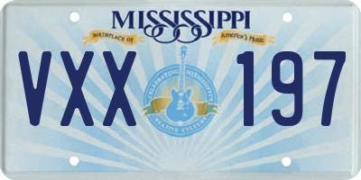 MS license plate VXX197