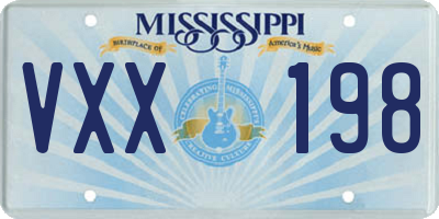 MS license plate VXX198