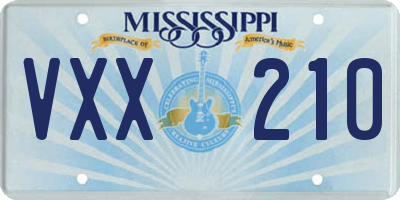 MS license plate VXX210