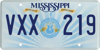 MS license plate VXX219