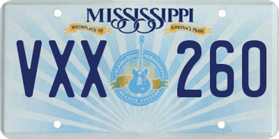 MS license plate VXX260