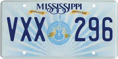 MS license plate VXX296