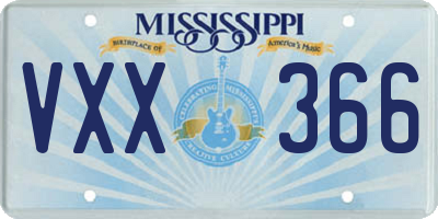 MS license plate VXX366