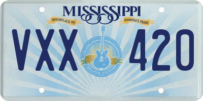 MS license plate VXX420