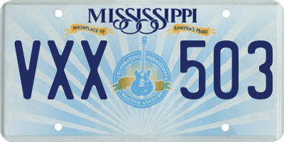 MS license plate VXX503