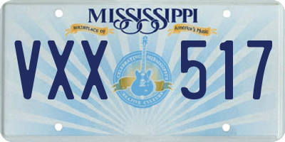MS license plate VXX517