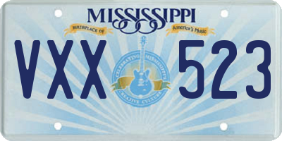 MS license plate VXX523