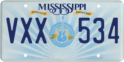 MS license plate VXX534