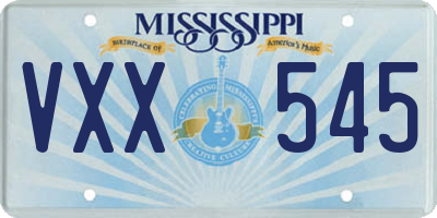 MS license plate VXX545
