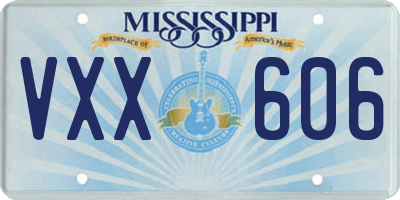 MS license plate VXX606