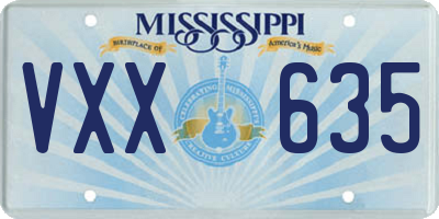 MS license plate VXX635