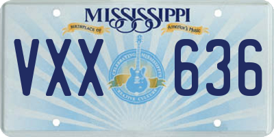 MS license plate VXX636