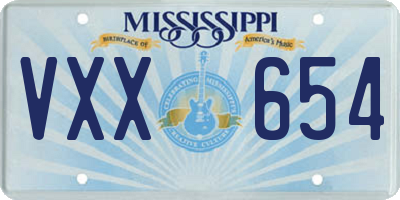 MS license plate VXX654