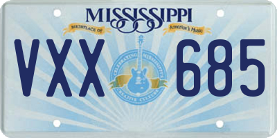 MS license plate VXX685