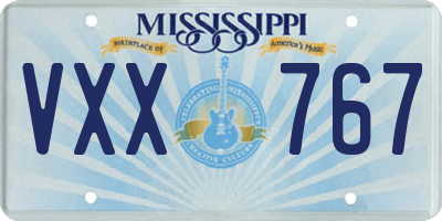 MS license plate VXX767
