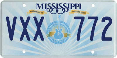 MS license plate VXX772