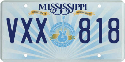 MS license plate VXX818