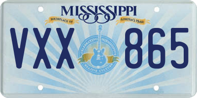MS license plate VXX865
