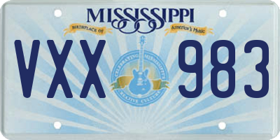 MS license plate VXX983