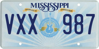 MS license plate VXX987