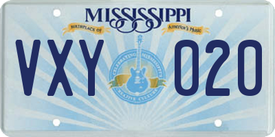 MS license plate VXY020