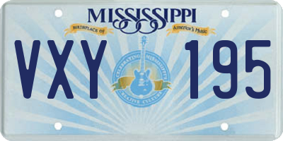 MS license plate VXY195