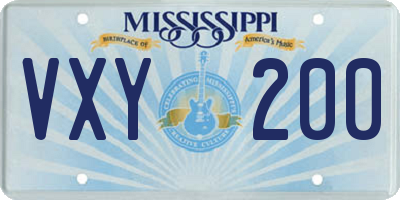 MS license plate VXY200