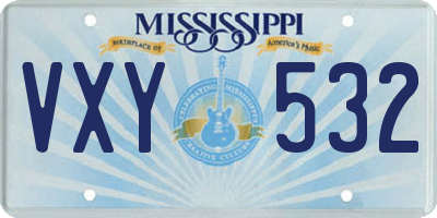 MS license plate VXY532