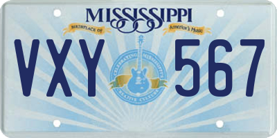 MS license plate VXY567