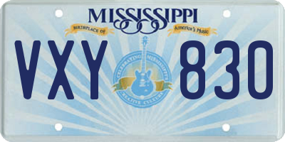 MS license plate VXY830