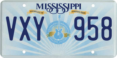 MS license plate VXY958
