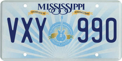 MS license plate VXY990