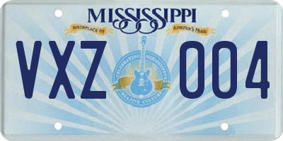 MS license plate VXZ004