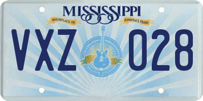 MS license plate VXZ028