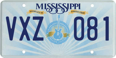 MS license plate VXZ081