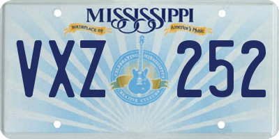 MS license plate VXZ252