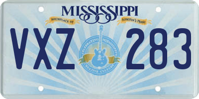 MS license plate VXZ283