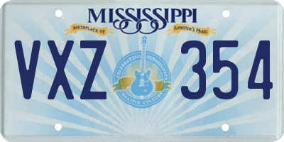 MS license plate VXZ354