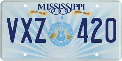 MS license plate VXZ420