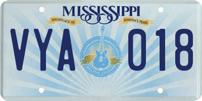 MS license plate VYA018